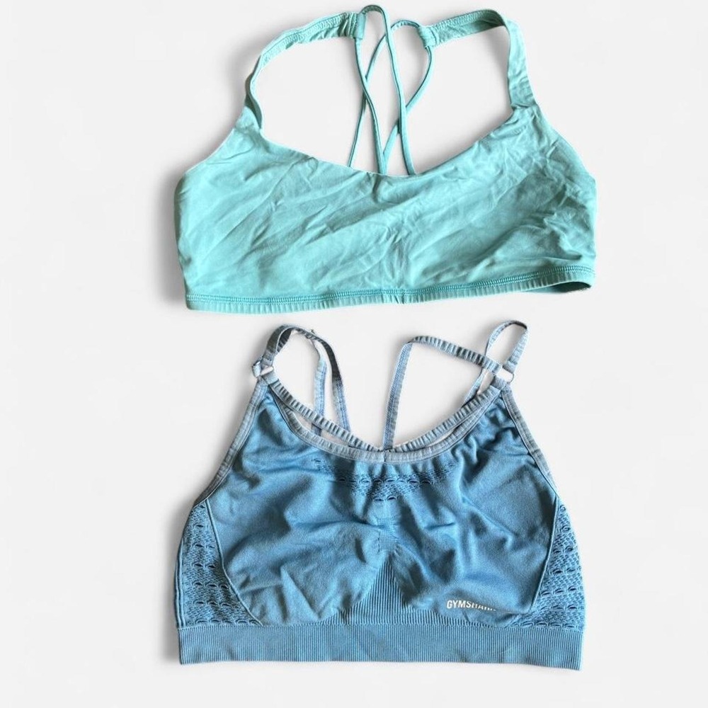 Lululemon & Gymshark sports bra bundle Dusty Blue & Teal Sports Bras Sz M